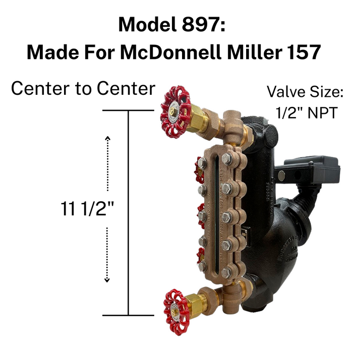 United Brass Bronze Reflex Sight Glass & Valve Kit for McDonnell Miller Water Columns 157, 193, 194